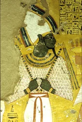 Starověký Egypt, Nástěnná malba Inherkhauova hrobka, Théby, Hrobka šlechticů, 20. dynastie, Osiris, Bůh posmrtného života (foto)