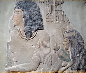 Art Egypt: Ieneminet a jeho manželka Takha. Freska novoříšského období 18. dynastie (14. století př. n. l.). Paříž, Musee du Louvre