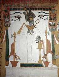 Luxor, Théby: Deir El Medineh, vesnice a nekropole řemeslníků. Hrobka Sennedjem: Snednemb: bůh Osiris, symbol duchovního znovuzrození mrtvého člověka.