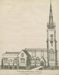 Clifton Campville Church: kresba perem a sépií, nd [~19. století] (kresba)