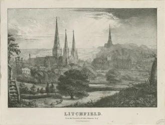 Lichfield - North West View: litografie a [?19. století] (tisk)