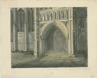 Katedrála Lichfield - Jižní transept: malba akvarelem, nd [~19. století] (malba)