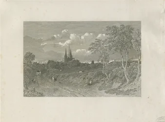 Katedrála Lichfield - West View (vzdálený): rytina a [18. století] (tisk)