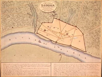 Mapa Londýna v Saxon Times, cca 900-950 našeho letopočtu (rytina)