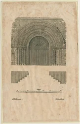 Tutbury Priory Church - West Doorway: dřevoryt, nd [? počátek 19. století] (tisk)
