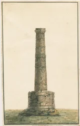 Wolverhampton – Saský sloup na dvoře kostela sv. Petra: malba akvarelem, nd [? konec 18. století] (malba)