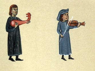 Trubadúr středověku, ilustrace z „Histoire de la Literature Francaise“ od Hermanna Suchiera