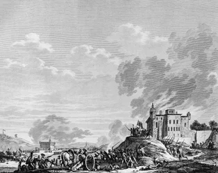 Francouzská revoluce: Dobytí tábora Jales en Ardeche revolučními vlastenci v červenci 1792. Paříž, Knihovna Ústavu dějin revoluce