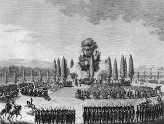 Francouzská revoluce: Republikánský fete des victoires au champs de mars v Paříži na 10. Prairial An IV (29. května