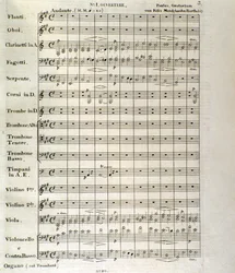 První strana partitury "Paulus", op. 36 od Felixe Mendelssohna (litho)