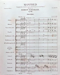 Noty k zahájení "Manfred" (opus 115) od německého skladatele Roberta Schumanna (tisk)