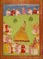 Žena z radja jasingle se obětuje v srdci šáh alemu. Indické a perské miniatury v „Dějinách Indie od Tamertante po Orangreyb““ od Niccolo Manucciho (1638-1717). BN, Paříž.