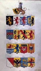 Erb Nizozemska (Holandsko, Flandry, Henegavsko) s draky, Státní archiv v Miláně
