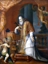 Papež Pius V. (1504 - 1572). Anonymní obraz z lombardského kostela.