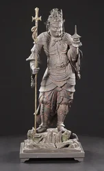 Bishamonten, období Kamakura (dřevo, kov, plátkové zlato a pigment)