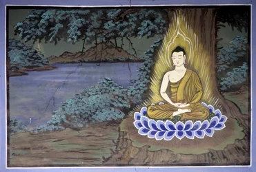 Buddhův život: Buddha v meditaci – chrám Yongju, oblast Suwon, Jižní Korea.