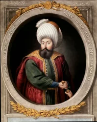 Osmanská říše: portrét prvního osmanského sultána Osmana I. (1299-1326). Knihovna Topkapi Sarayi, Istanbul