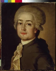 Portrét skladatele Fjodora Makarova (1756-1821) (Portrét skladatele Fjodora Fjodoroviče Makarova). Anonymní obraz, olej na plátně, kolem roku 1780. Ruské umění