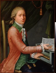 Portrét skladatele Jevstigney Fomina (1761-1800). Obraz ruského mistra, olej na plátně, kolem roku 1780. Ruské umění