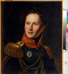 Portrét hraběte Alexeje Fjodoroviče Orlova (1787-1862). (Alexej Fjodorovič Orlov), hrabě pak kníže, voják a ruský diplomat. Anonymní obraz, olej na plátně, kolem roku 1810. Ruské umění