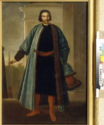 Portrét prince Anikity Ivanoviče Repnina (1668-1726). (Portrét prince A. I. Repnina). Ruský voják a politik, který se vyznamenal během Velké severní války (1700-1721), poté sloužil jako guvernér Livonska a byl blízký a vášnivý