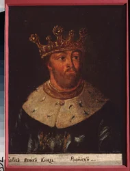 Portrét ruského cara Borise Fedoroviče Godunova (1552-1605). Obraz ruského mistra, olej na plátně