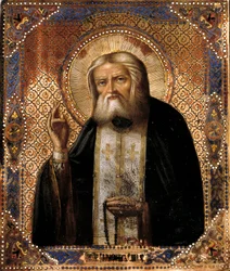 Znázornění ruského Thaumaturge Seraphim (nebo Seraphin) od Sarova (1759-1833) Ikona ruské školy 19. století. Paříž, B.N.
