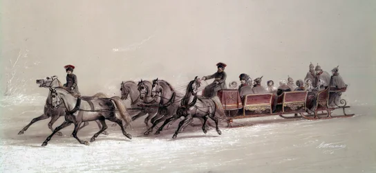 Jízda na sáňkách rodinné ruské školy Alexandra II