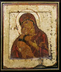 Matka Boží Vladimírova, ruská ikona, Pskovská škola, konec 15. století (tempera na panelu)