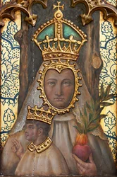 Poustevna (Poustevna Nuestra Señora de La Plaza). Interiér. Oltář. Detail. Oltář (obraz)
