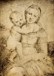Madonna s dítětem, kresba ze školy Raphaela, Kabinet kreseb a tisků, Galerie Uffizi, Florencie