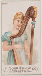 Harfa, ze série hudebních nástrojů N82 pro cigarety značky Duke, 1888., 1888.
