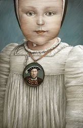 Jindřich VIII, 2014 (scratchboard, digitálně kolorováno)