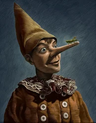 Pinocchio, 2013 (scratchboard, digitálně kolorováno)
