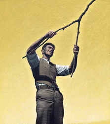 The Rainmaker, 2000 (scratchboard, digitálně kolorováno)