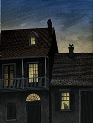 Vieux Carré, 2009 (scratchboard, digitálně kolorováno)