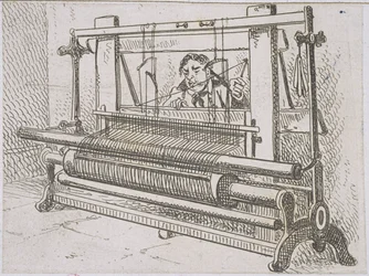 MS Murray 636 Obrázek muže na tkalcovském stavu, ze statistického účtu Barony Parish of Glasgow od Jamese Hopkirka, 1827