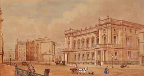 Prospect of Edinburgh (tužka, pero, inkoust a akvarel)