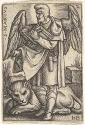 Deska 2: Svatý Marek, hlavu otočenou z profilu doleva, s otevřenou knihou v pravici..., 1541.