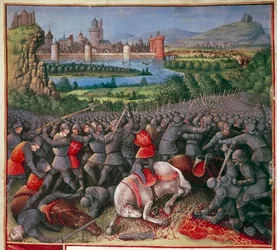 Bitva během First Crusade Peoples Crusade, 1096-1099, c1490