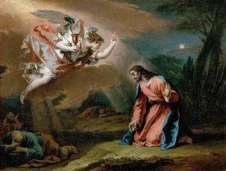 Agonie dans le jardin - Agónie v zahradě, Ricci, Sebastiano (1659-1734). Olej na plátně, cca 1730. Rozměr: 59x77 cm. Uměleckohistorické muzeum, Vienne