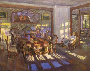 Sluneční světlo přes barevná skleněná okna, 1916