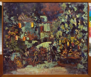 Přípravná výzdoba pro operu Don Quichotte od Julese Masseneta (1842-1912) - Scénický návrh k opeře Don Quijote od Julese Masseneta - Malba Sergeje Ivanoviče Petrova (1881-1936), olej na plátně - Ruské scénografické umění - State Central M Glinka Mu