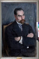 Portrait du básník Valerij Iakovlevitch Briussov (1873-1924) (Portrét básníka Valerije Brjusova). Oeuvre Sergei Vasilyevich Malyutin (Serguei Malioutine) (1859-1937), pastel sur papier