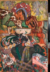 Orientální pohádka - dílo Sergeje Jurijeviče Sudejkina (Serge Soudeikine) (1882-1946), kvaš a tempera na kartonu, cca 1910, ruské umění, 20. století, secese, modernismus - Oblastní galerie umění, Taganrog (Rusko)