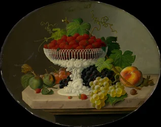 Zátiší s jahodami v kompotu, 1865-70.
