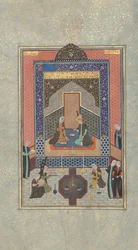 Bahram Gur v Temném paláci v sobotu, Folio 207 z Khamsa..., A.H. 931A.D. 1524-25