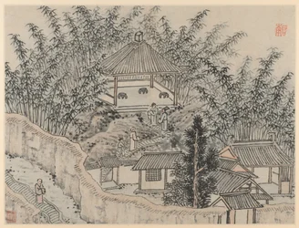 Dvanáct pohledů na Tiger Hill, Suzhou: Bambusový pavilon, Tiger Hill, po roce 1490.