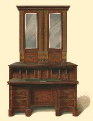 Psací skříň vykládaná ořechem, 1905