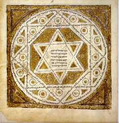 Obálka nejstaršího úplného kodexu hebrejské Bible, c.1010 (pero a inkoust na pergamenu)